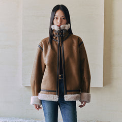 Women's PU Fleece Patchwork Jacket