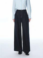 Women's Contrast-Stitched Wide-Leg Jeans