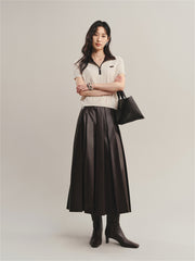 Women's PU Pleated Skirt