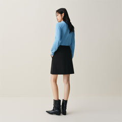 Women's Black Brushed A-Line Mini Skirt