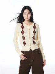 Women's Cable Knit Argyle Cardigan