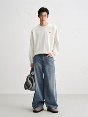 Men's Street-Style Washed Wide-Leg Jeans