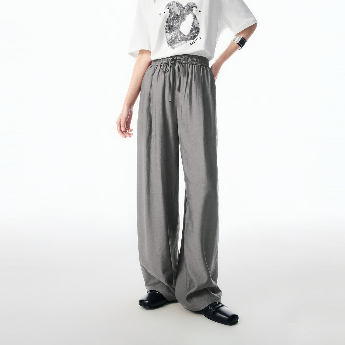 Women's Drawstring-Waist Straight-Leg Pants