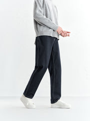Men's Warm Contrast-Stitch Straight Jeans