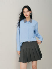 Women's Oversized Shirt with Contrast Collar