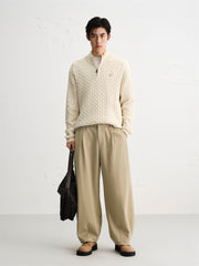 Men's Striped Textured Wide-Leg Trousers