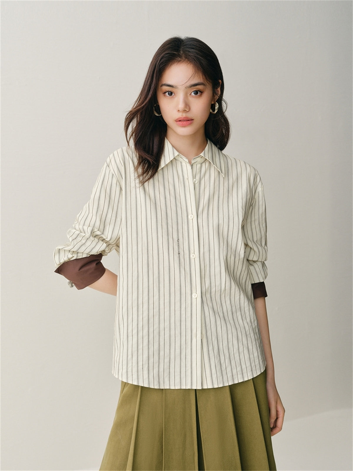 Women's Oversized Contrast-Stripe Shirt