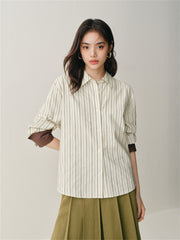 Women's Oversized Contrast-Stripe Shirt