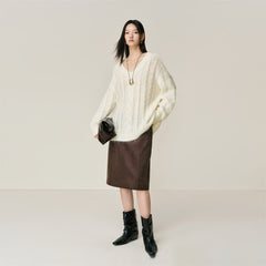 Women's V-Neck Oversized Cashmere-Blend Sweater