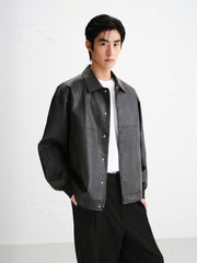 Men's Oversized PU Jacket