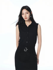 Women's Wool Blend Collared Knit Vest