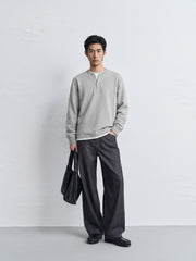Men's Casual Henley Faux-Layer  Sweatshirt