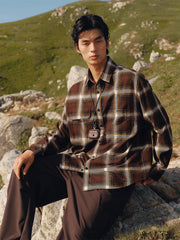 Men's Cotton Shirt with Plaid Print