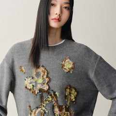 Women's 3D Floral Oversized Knit Sweater