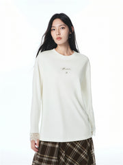 Women's Relaxed-Fit T-Shirt with Lace Panels