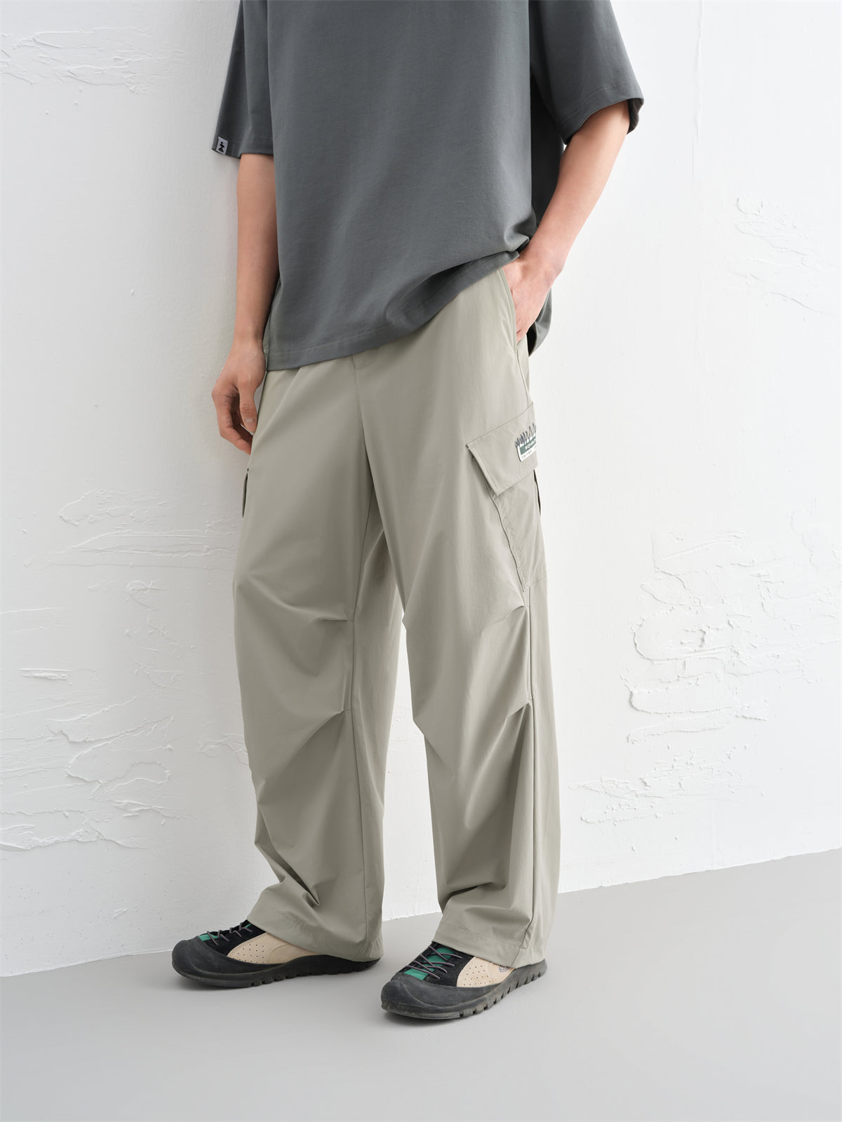 Men's Khaki Utility Pants with Patch Pockets