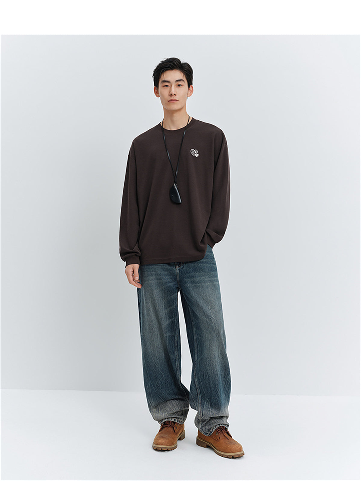 Men's Vintage Washed Wide-Leg Jeans