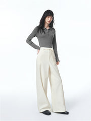 Women's Wide-Leg Jeans with Self-Fabric Belt