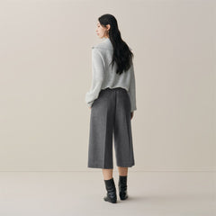 Women's Straight-Leg Wool Cropped Pants