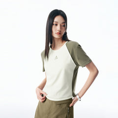 Women's Contrast Slim-Fit Cropped T-Shirt