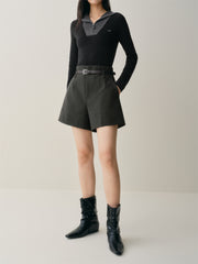 Women's High-Waist Wide-Leg Suit Shorts