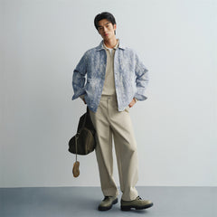 Men's Jacquard Denim Padded Jacket