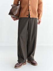Men's Solid Wide-Leg Casual Pants