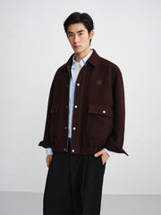 Men's Burgundy Tweed-Texture Tailored Jacket