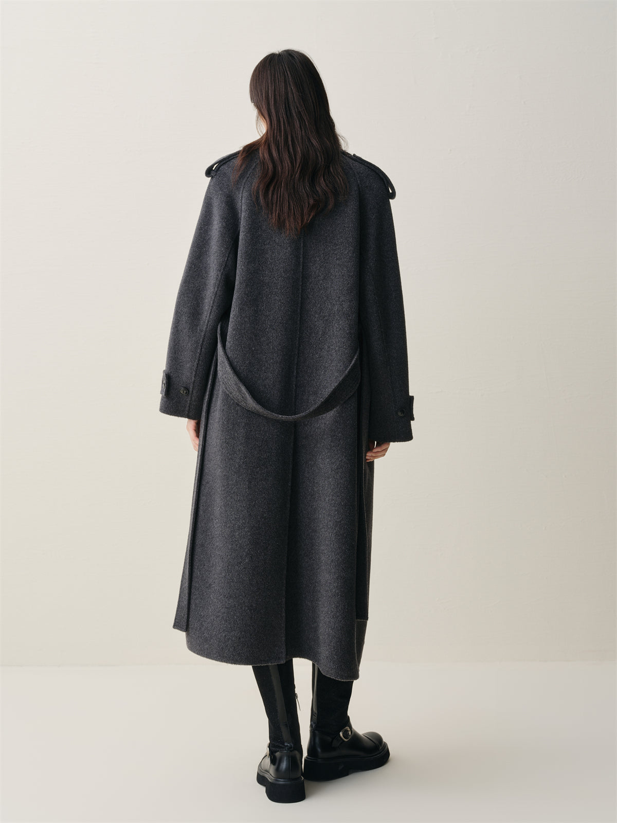 Women's Double-Breasted Trench-Style Cashmere Coat