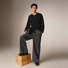 Men's Layered-Look Henley Knit Sweater