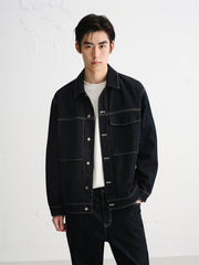 Men's Vintage Contrast Topstitching Denim Jacket