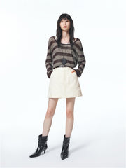 Women's High-Waisted A-Line Denim Skirt