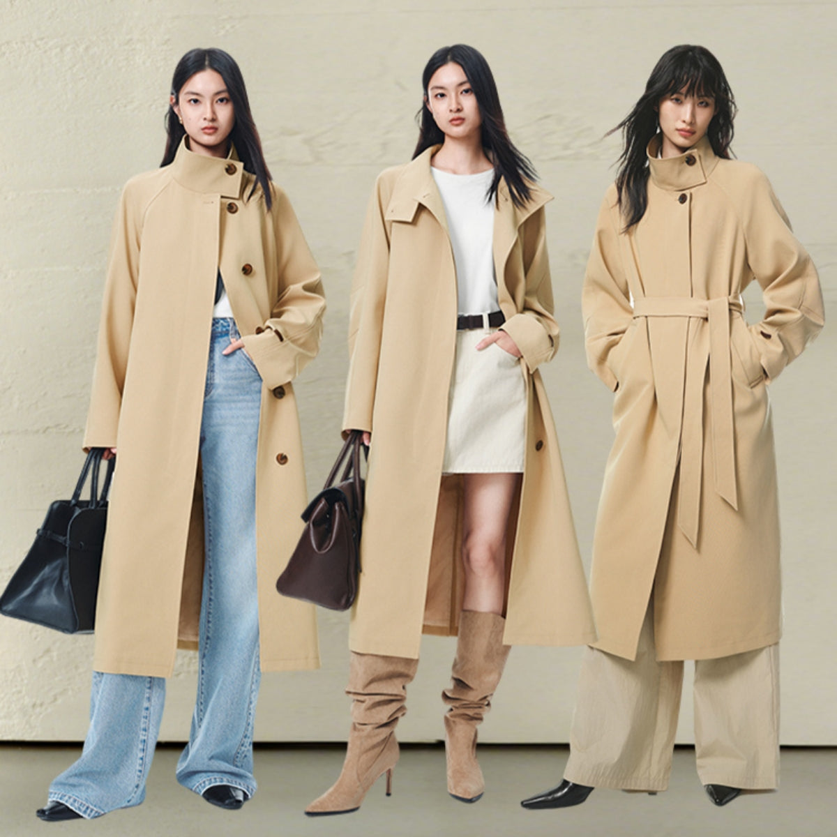 Women's Oversized Stand-Collar Trench Coat