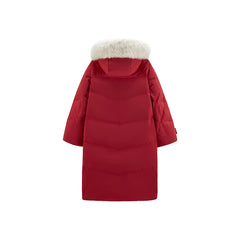 Women's Horn Button Parka Down Coat with Fox Fur Collar