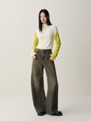 Women's Contrast Mock-Neck Knit Top