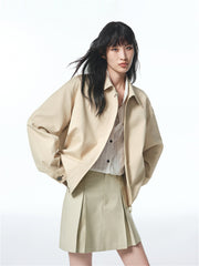 Women's Cropped Straight Jacket with Elastic Hem