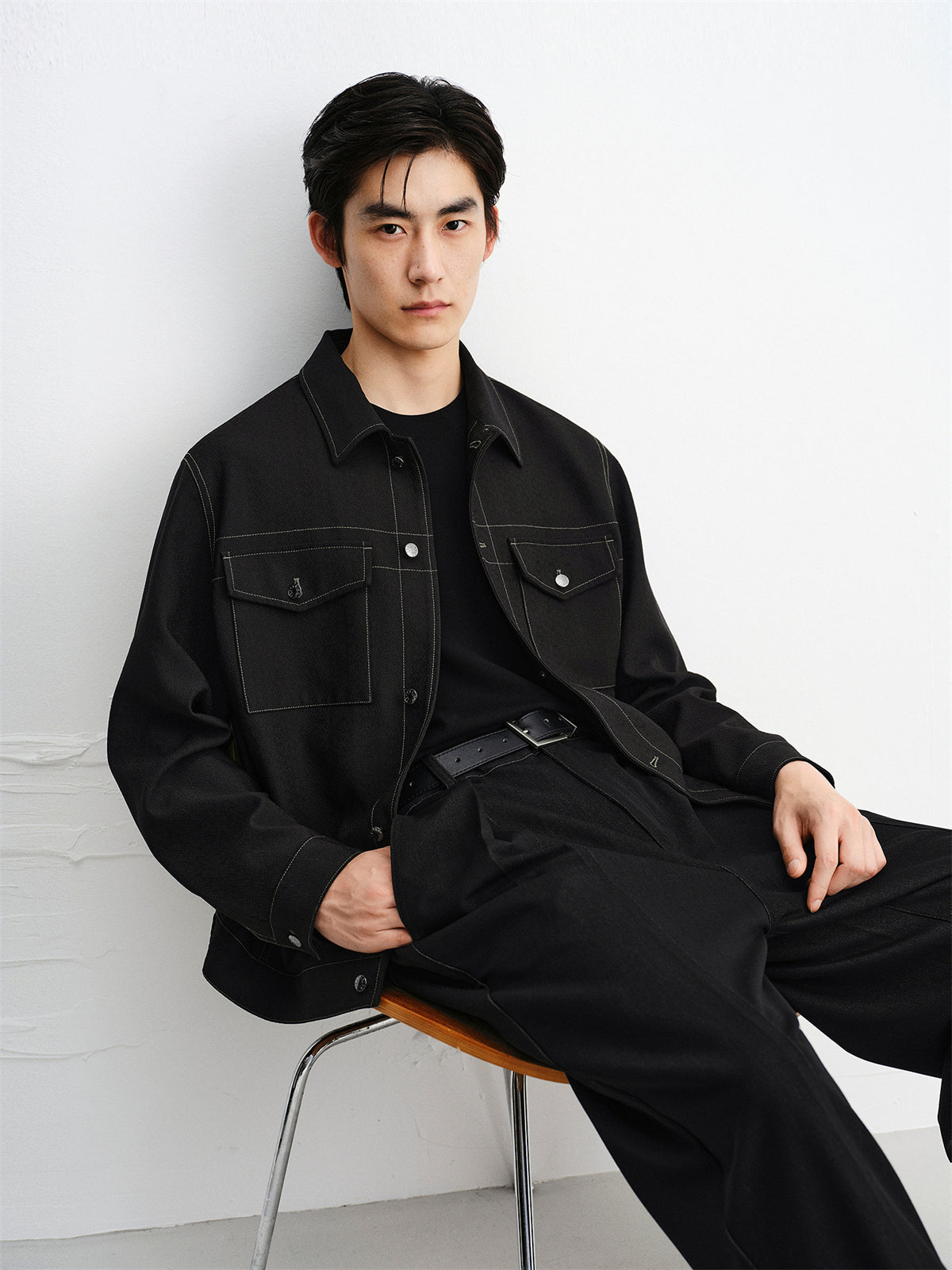 Men's Textured Tweed-Inspired Jacket