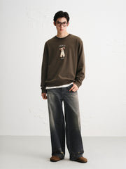 Men's Vintage Distressed Ripped Wide-Leg Cotton Jeans