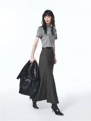 Women's Grey Sheep Wool Maxi Mermaid Skirt
