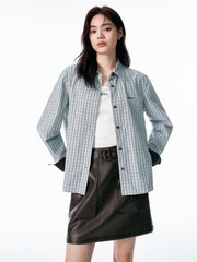 Women's Plaid Shirt with Detachable Cape