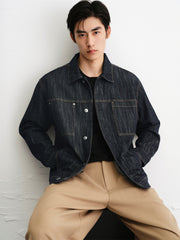 Men's Vintage Textured Boxy Denim Jacket