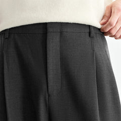 Men's Pleated Straight-Leg Fleece-Lined Suit Pants