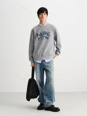 Men's Letter Appliqu¨¦ Pullover Sweatshirt