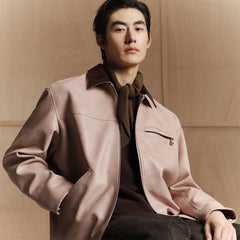 Men's Contrast Textured PU Jacket