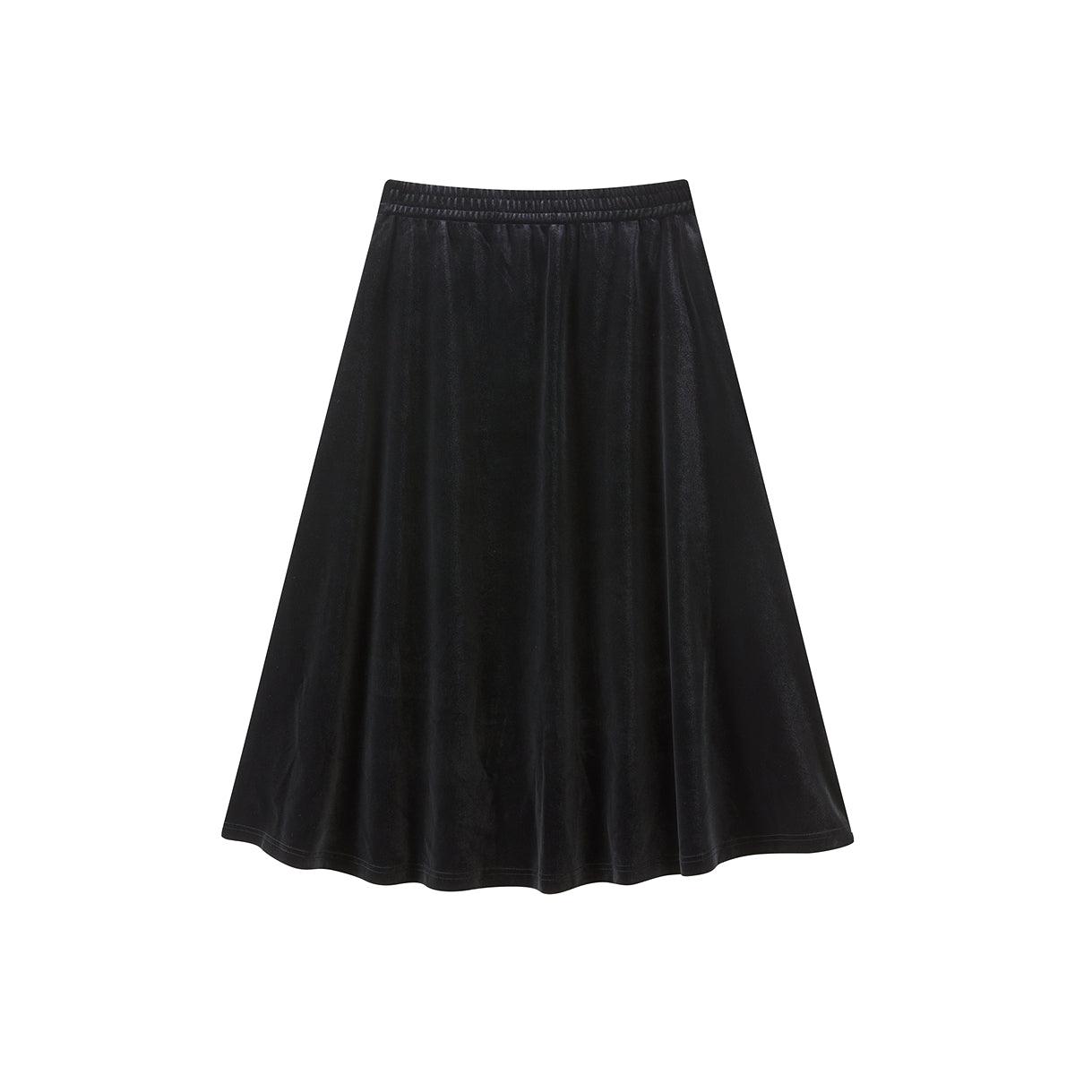 Women's Velour Pleated Midi Skirt