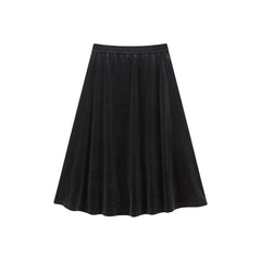 Women's Velour Pleated Midi Skirt