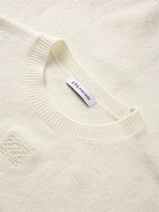 Men's Beige Brushed Sweater with Embroidery
