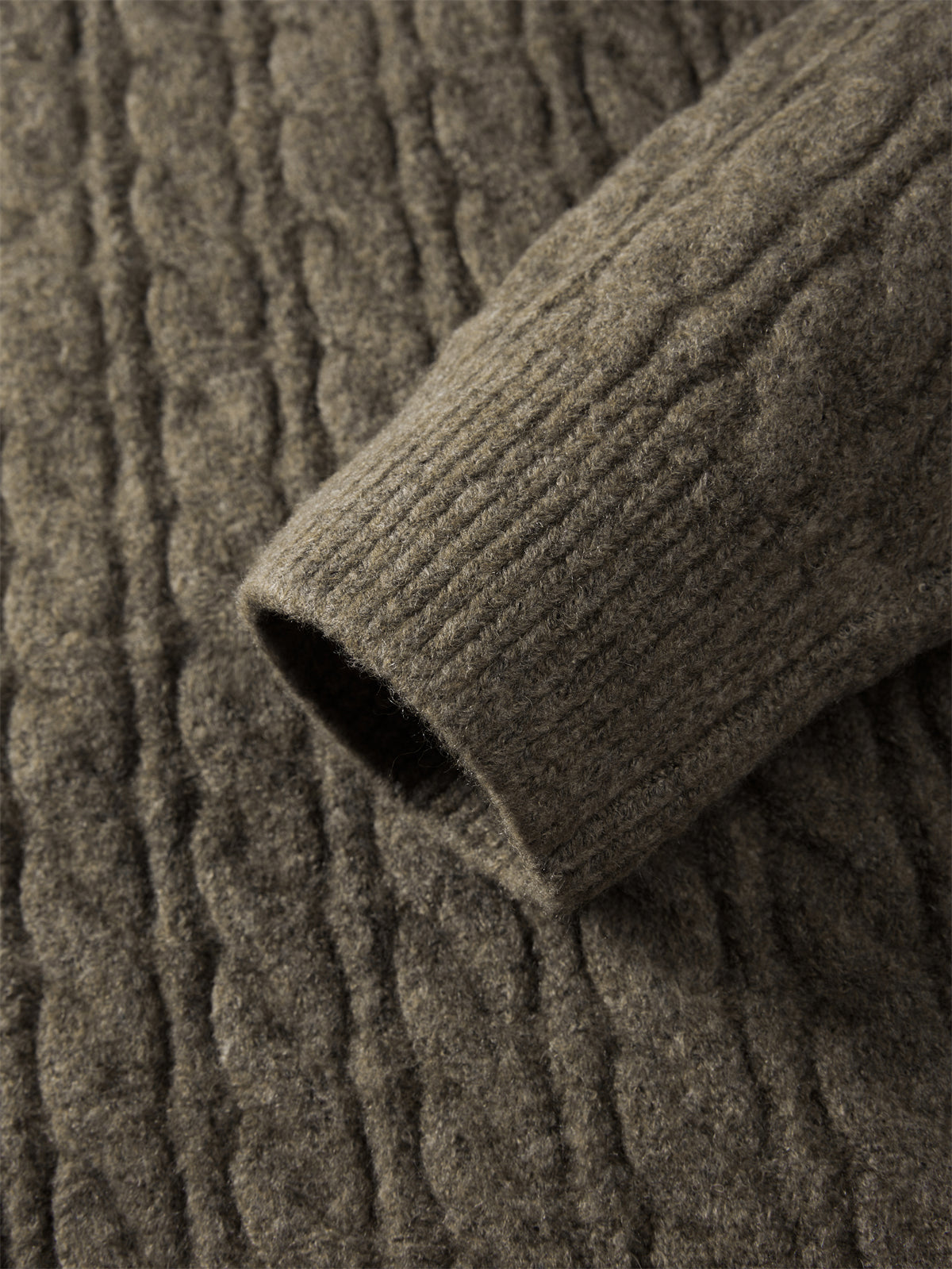 Men's Brown Cable-Knit Contrast-Stripe Sweater