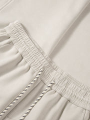 Men's Casual White Brushed Straight-Leg Sweatpants