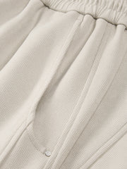 Men's Casual White Brushed Straight-Leg Sweatpants